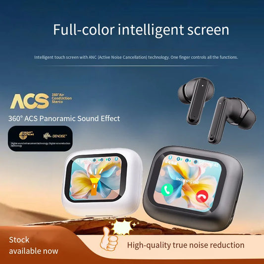 Bluetooth V5.4 headphones AI translation OWS LCD touch screen sports wireless high-definition stereo long-life headphones