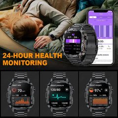 LIGE 2025 Rugged Military Smart Watch Men Outdoor Watches lP68 Waterproof 1.95" Al Voice BT Call Man Smartwatch For Android IOS