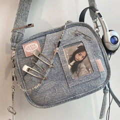 Y2K Vintage Denim Handbag Cute Casual Fashion Chase Star Pain Bag