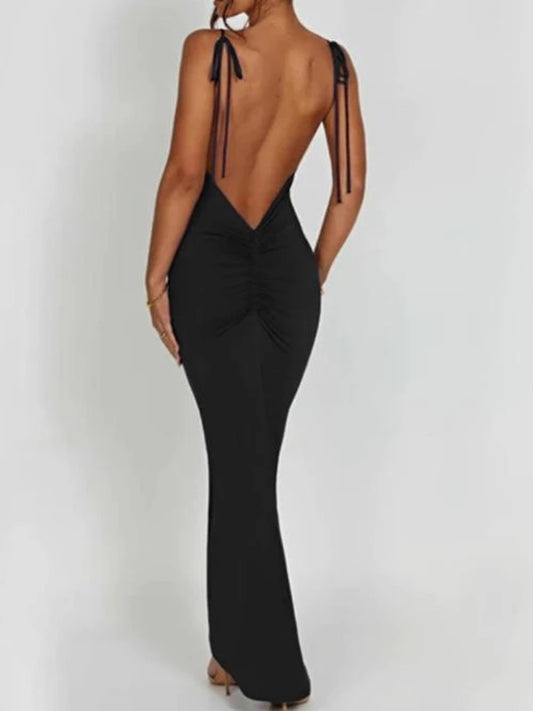 Maxi Dress Women Spaghetti Strap Sleeveless Bodycon Long Dress