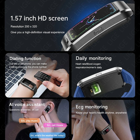LIGE Sports Smart Watch with Earbuds Answer Make Calls 2 in 1 Bluetooth Music Watch GPS Track Fitness Smart Band for Women Men