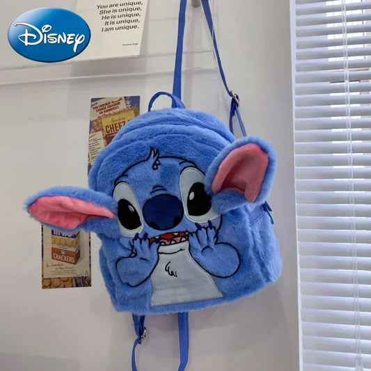 Disney high-quality sewn plush backpack cartoon fashion 3D mini women's backpack large capacity cute children's school bag
