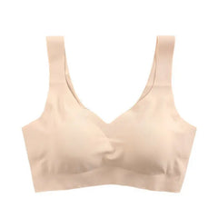 Women Seamless Ice Silk Bra Removable Chest Pad Lifting Bralette Underwear