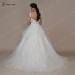 White Bridesmaid Dresses: Wedding Dresses For Bride Sleeveless Court Train Appliques