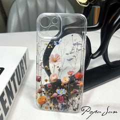 Transparent Flower Floral Phone Case For iPhone 16 15 13 14 12 11 Pro Max 15 16 Plus XR Max 12 13 Mini Clear Soft Funda Cover