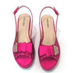 Matching Shoes and Bags: Italian Design Wedding Wedges high Heels Fuchsia Color