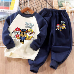 PAW Patro Print Kids Sport Clothes Sets Spring Fall Boys Spliced Sweatshirt 2-piece Suit Kids O Neck Hoodies Trousers 2pcs Set