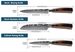 Professional Damascus Kitchen Knives Japanese Santoku Cleaver Slicing Knife Stainless