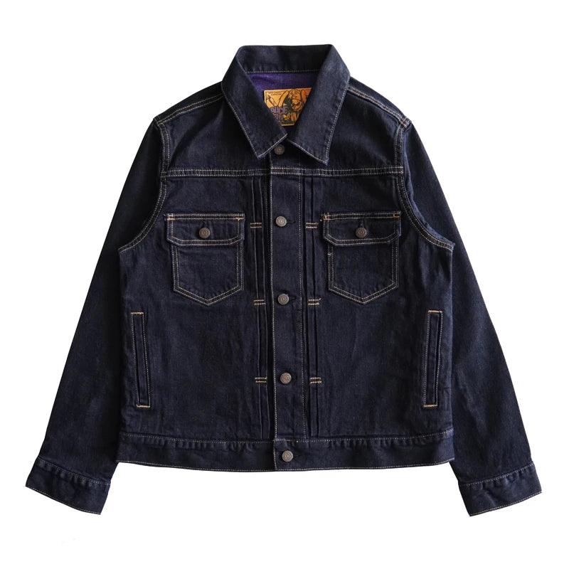 Men Jacket Selvedge Denim Jacket Men Vintage Purple and Blue Double Sided Dye