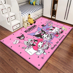 Kuromi Sanrio Lovely Carpet Rug for Living Room Bedroom Decoration Picnic Camp