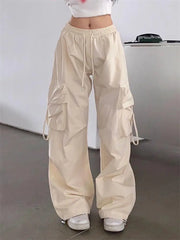 Y2k Cargo Pants Women Streetwear Casual Wide Leg Pants Harajuku Vintage Solid