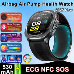 2025 New For huawei True Blood Pressure Airbag Smart Watch men air Pump Uric Acid Blood Lipids health watch Bluetooth call watch
