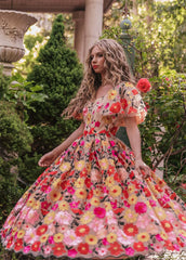Homecoming Dresses: Sweet Flower Lace Embroidery Prom Dress Fairy Pink Party Dress
