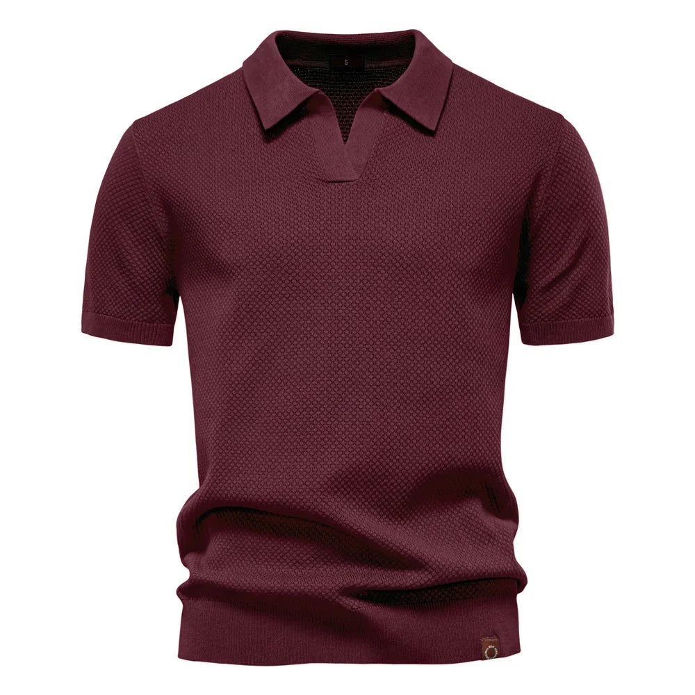 AIOPESON Men's Summer Breathable Polo Shirt Short Sleeve Solid Color Casual Polo Shirts for Men Lightweight Stretch Polo 