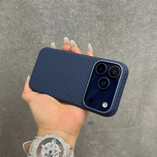 Business Kevlar Matte Hard Carbon Pattern for Mag-safe Original Case for IPhone 17 Pro Max Charge Protection Cover