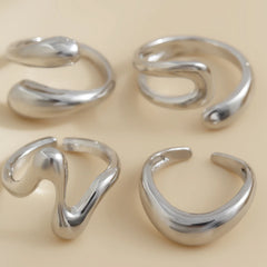 One Set Irregular Geometric Rings For Women Men Girls Punk Fashion Beach