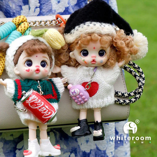 bjd doll Dolls for girls 13cm Labbu doll pocket mini blyth girl Doll Barbi Cry Baby Ball jointed doll Mobile phone Decoration