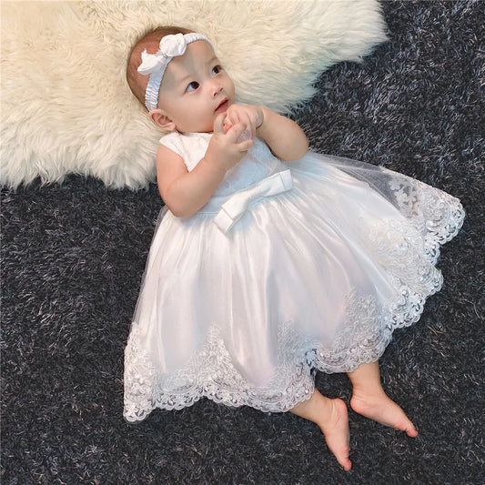 Children's Elegant Dresses For Girls Baby 1st Birthday Party Dress Girls Princess Skirt Kids Lace Vestidos 0-24Months
