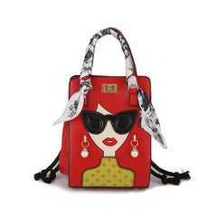 Beauty Glasses Handbags for Women PU Shoulder Bag Cute Scarf Purses