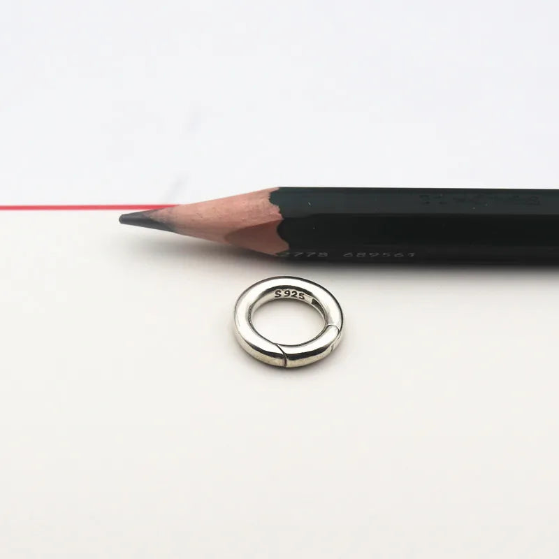 Solid 925 Sterling Silver Spring Ring Round Snap Clip Hooks DIY Split Rings Small Clamp Clasp for Jewelry Making