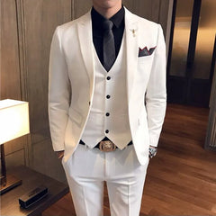 Beach Wedding Outfit Men: Men's 3-Piece Suit Set - Blazer, Vest & Trousers for Weddings