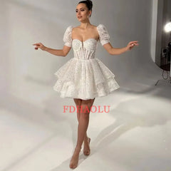 Homecoming Dresses: Short Evening Dress Sweetheart A-Line Mini Wedding Dress