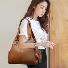 Genuine Soft Leather Handbags for Women Casual Shoulder Tote Bag Luxury Designer