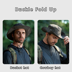 Men Bucket Hat Letter Embroidery Leather Label Cowboy Hat Waterproof Outdoor