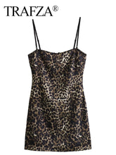 Elegant Leopard Print Sling Dress Casual Woman Fashion Party Backless Short Dresses