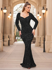 Homecoming Dresses: Evening Gown Sequin Stretchy Velvet Women Dresses