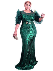 Formal attire Dresses: Party Evening Dresses Long Gown African Short Sleeve