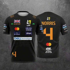 Lando Norris NO.4 2025 new racing style short sleeved T-shirt, extreme sports racing suit, breathable short sleeved sportswear
