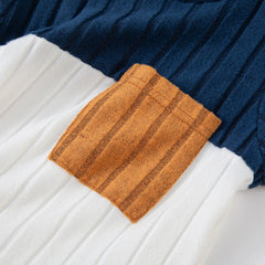 2025 Boys Autumn Winter Long Sleeve sweater suits Solid Color Block Pants Set Kids Outfit Casual Comfortable Clothing