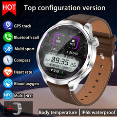 BOXUXING 1.85-inch Smart Watch Men Sport Waterproof Fitness Heart Rate Watches Compass GPS Track NFC Bluetooth Call Smartwatch