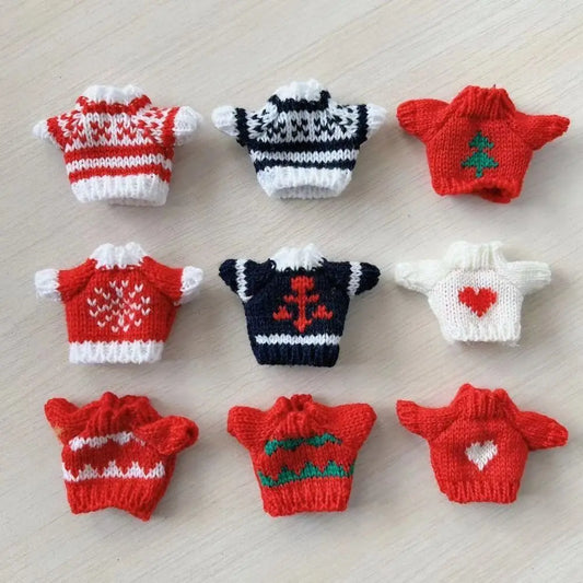 Christmas Style Dolls Sweater Dog Doll Clothes Cute White/Red/Green BJD Doll Clothes Mini 10cm for 16cm/17cm Bjd Doll