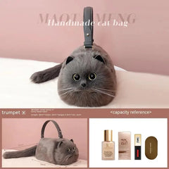 Lolita Plush Cute Cat Bag Women Harajuku Animal Circular Fur Soft Kawaii