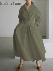 Formal attire Dresses: Loose Cotton Linen Thin Cardigan Dress Dresses