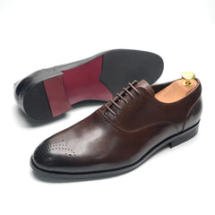 Italian Luxury Classic Mens Oxford Dress Shoes Genuine Leather Lace-up Brogue