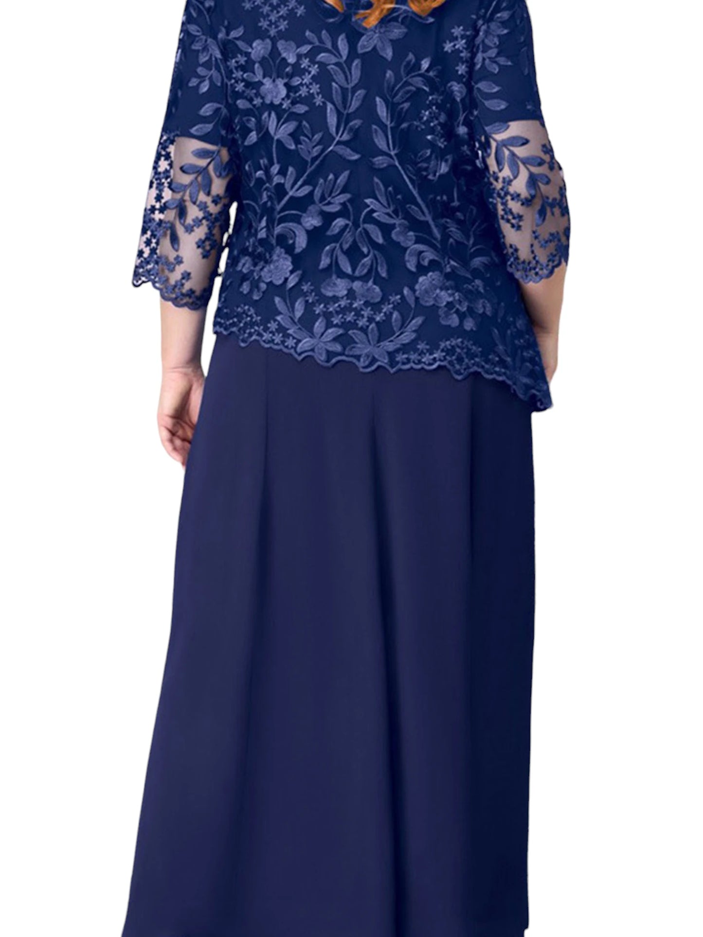 Womens Lace Long Sleeve Pullover Midi Dresses Ladies Evening Party Gowns