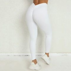 Seamless Yoga Sets Sports Fitness High V Waist Peach Hip-lifting Skinny Running