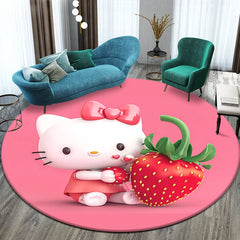 Sanrio Hello Kitty Cute Cartoon HD Printed Round Carpet,Balcony Bedroom Living Entrance