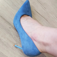 Women 9cm High Heels Pumps Stripper Flock Plus Size Escarpins Lady