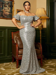 Missord Elegant Red Plus Size Wedding Dress Women V-neck Cloak Sleeves Sequins