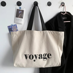 Letter Voyage Canvas Handbag Shoulder Bag Bags For Women Large Capacity Travel