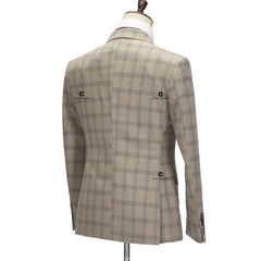 Tuxedo for Mens: Plaid Suits for Men Tailor-Made Slim Fit 3 Piece Set Blazer Pants