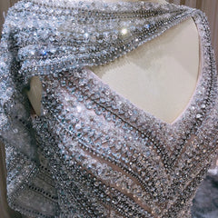 Homecoming Dresses: Evening Dress with Cape Heavy Beaded Slit Prom Dresses