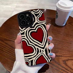 Love Hearts Phone Case For iPhone 13 16 14 15 Pro Max Plus 11 12 Mini XS X XR Soft Silicone Stripes Back Cover