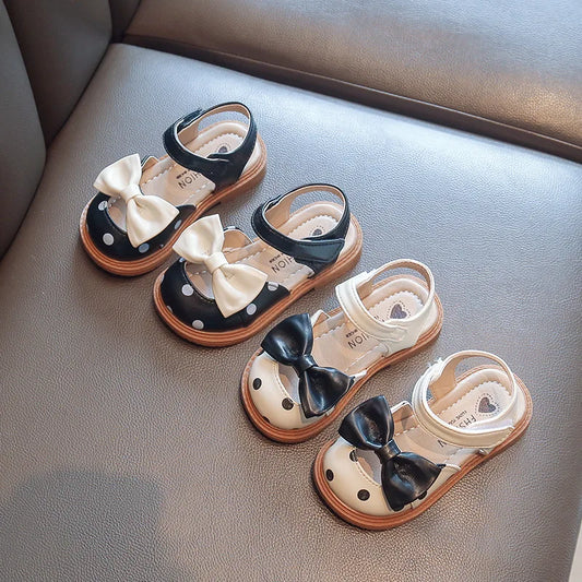 Baby Girl Sandals Kids Leather Summer Shoes Toe-covered Little Children Toddlers