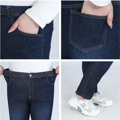 Classic Blue Women Pant Jeans 9XL 140KG 7XL 6XL Plus Size Large High Waist Elastic