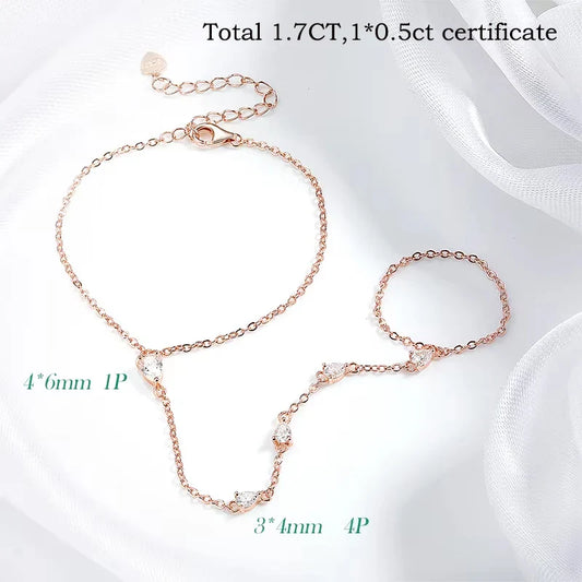 Smyoue Pear Cut Genuine Moissanite Bracelets for Women Girls Luxury Chain Lab Diamond S925 Sterling Silver Plated 18K Jewelry